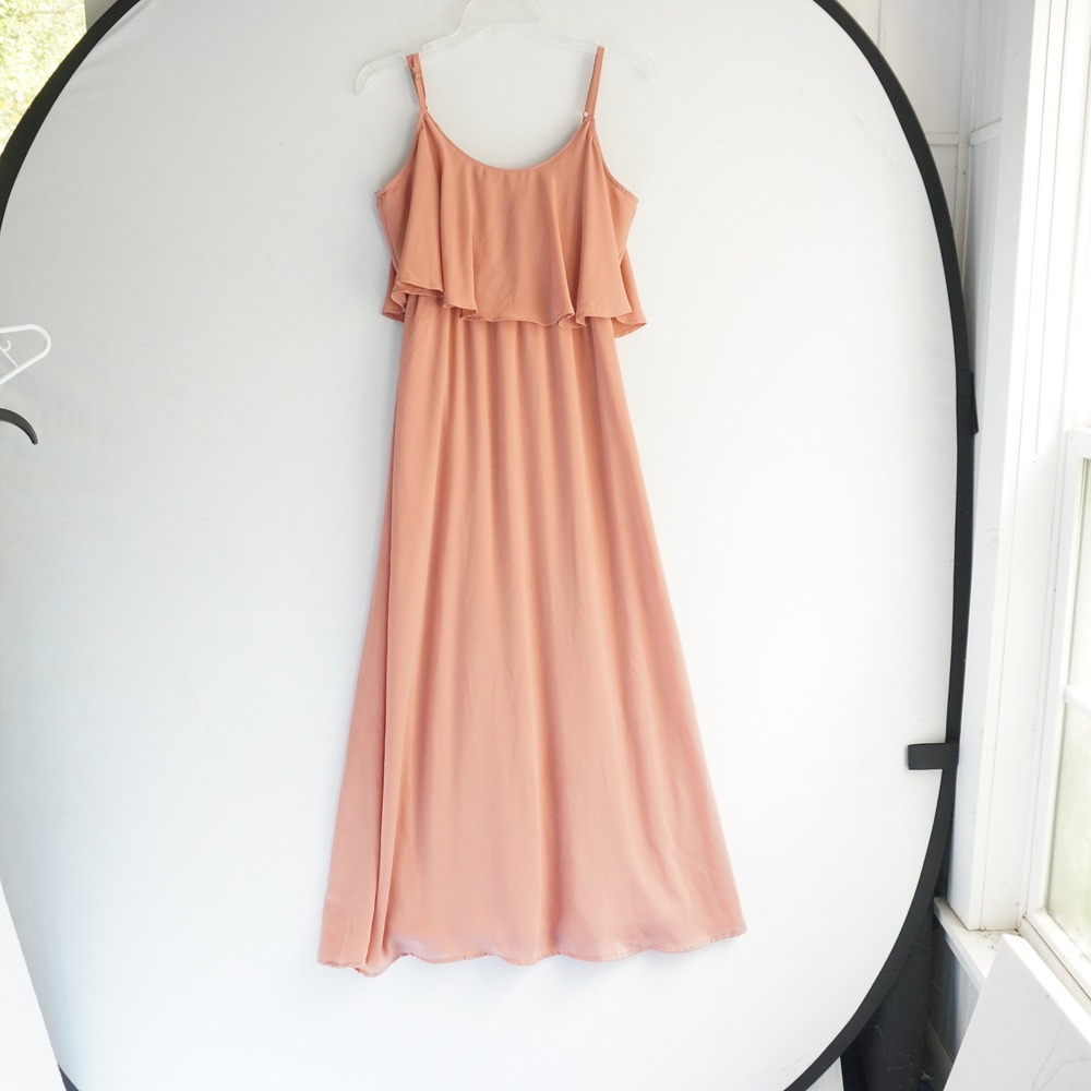 Show Me Your Mumu Show Me Your Mumu Caitlin Ruffle Maxi Dress Mauve Crisp Small‎